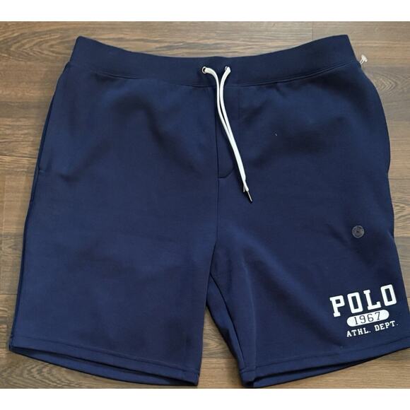 RareShortm6-athletic 30/1 Double Knt Cvs Polo Ralph Lauren Men’s Sz XL Navy Blue - Picture 6 of 13